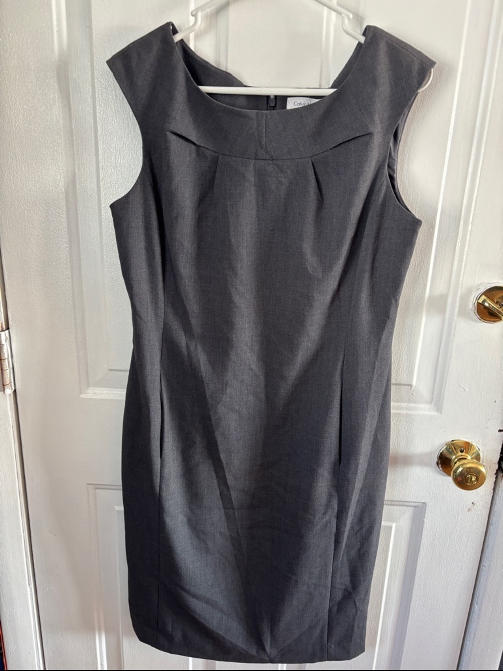 Calvin Klein Charcoal Sleeveless Sheath Midi Dress